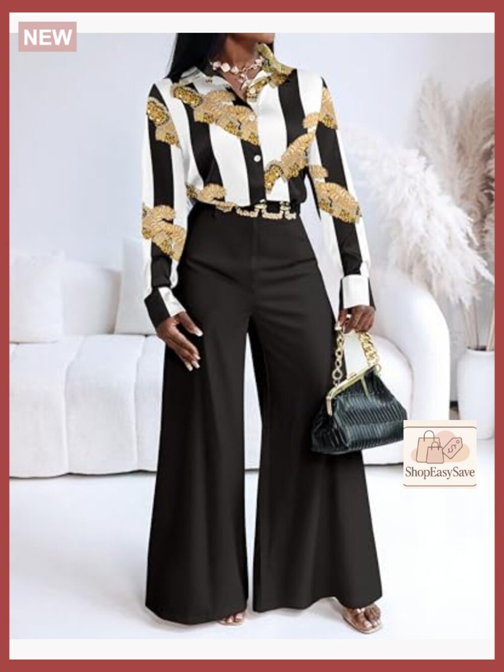 Satin 2 Piece Set Floral Wide Leg Pants Long Sleeve Top Y2K Chic Elegant - Picture 3 of 7